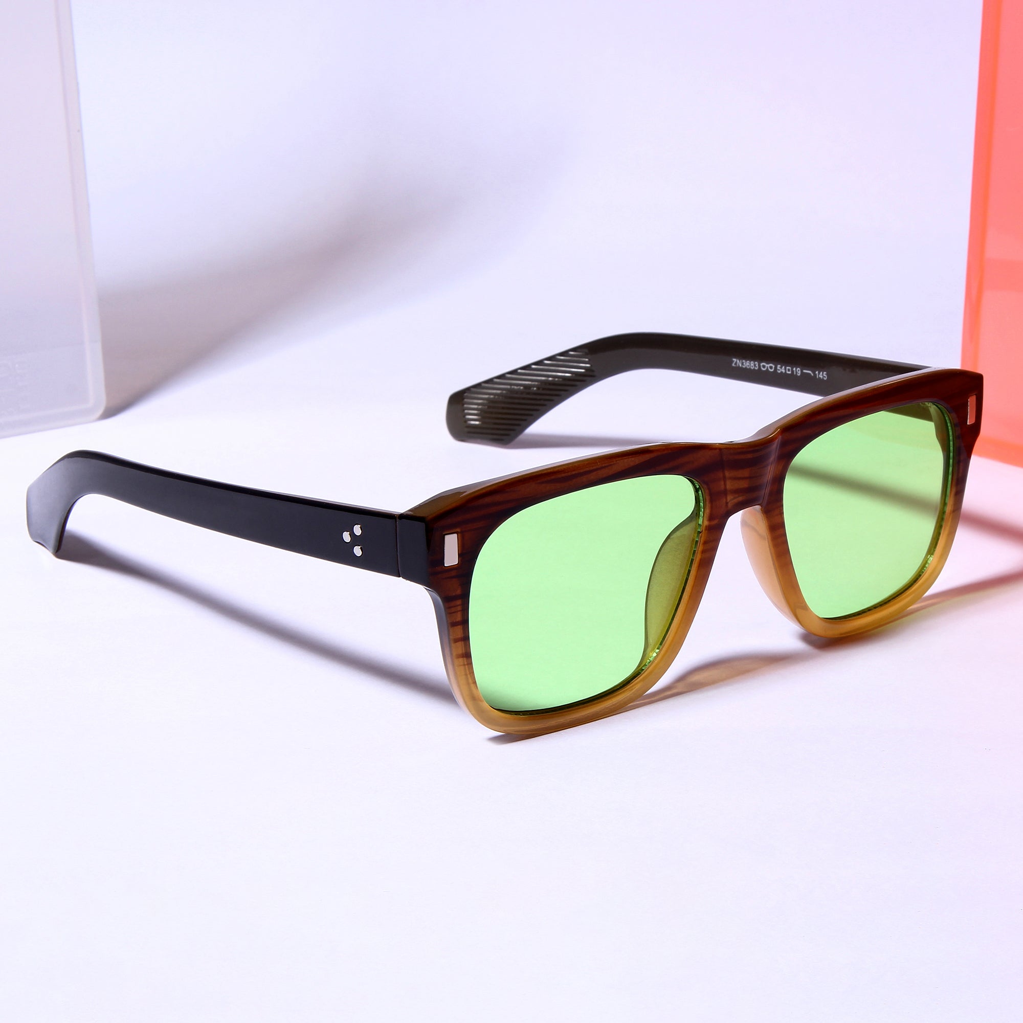 Spider Brown Green Rectangle Sunglasses