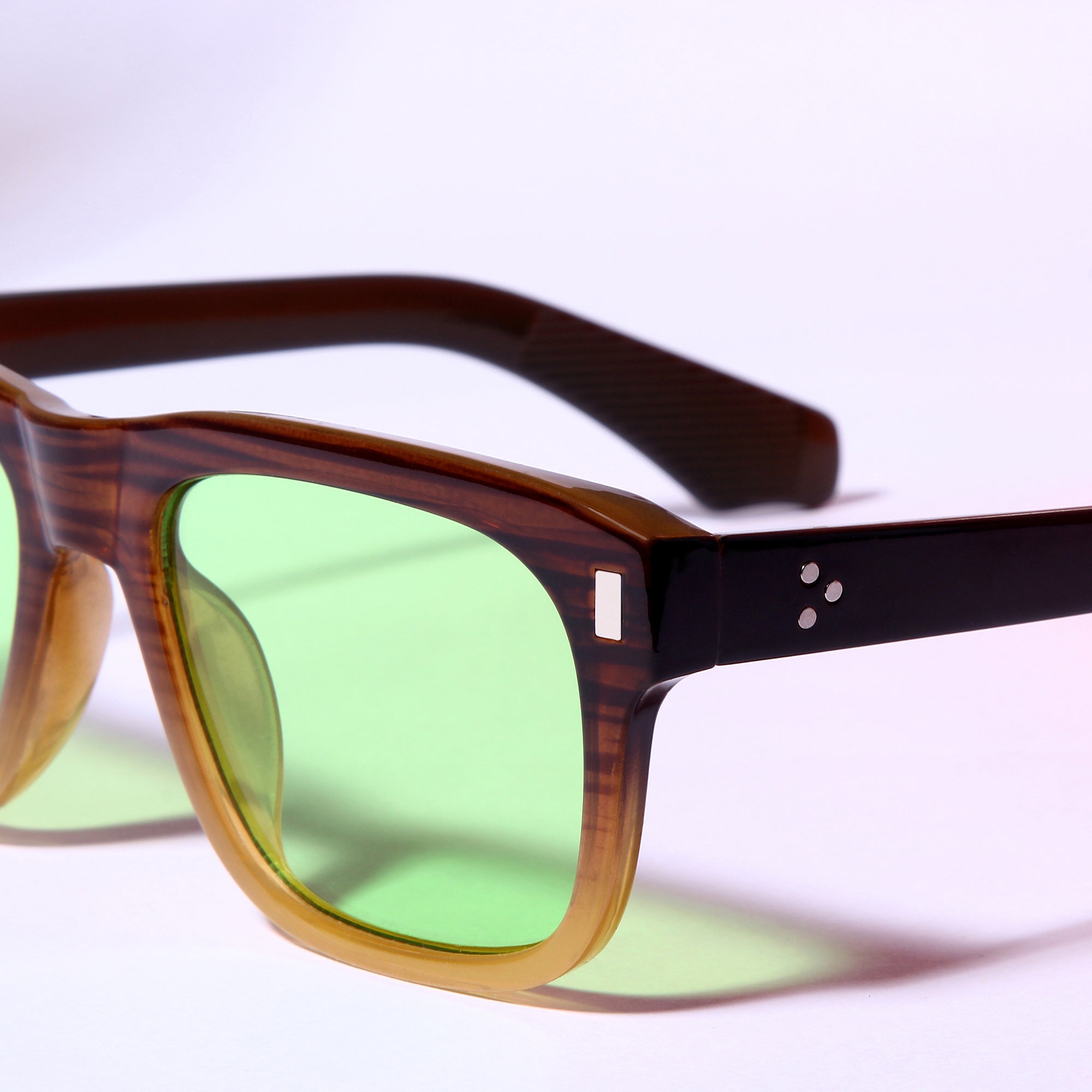 Spider Brown Green Rectangle Sunglasses