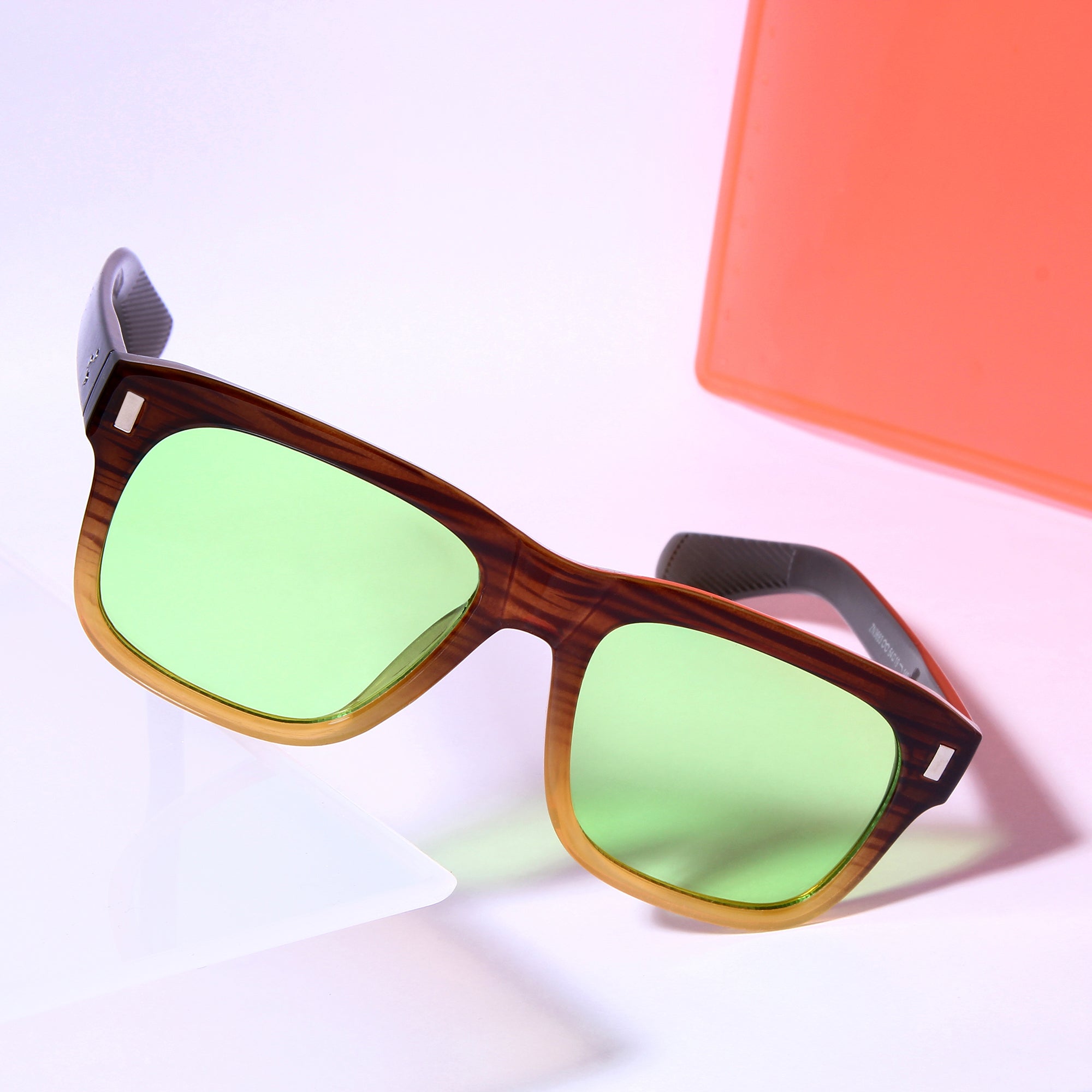 Spider Brown Green Rectangle Sunglasses