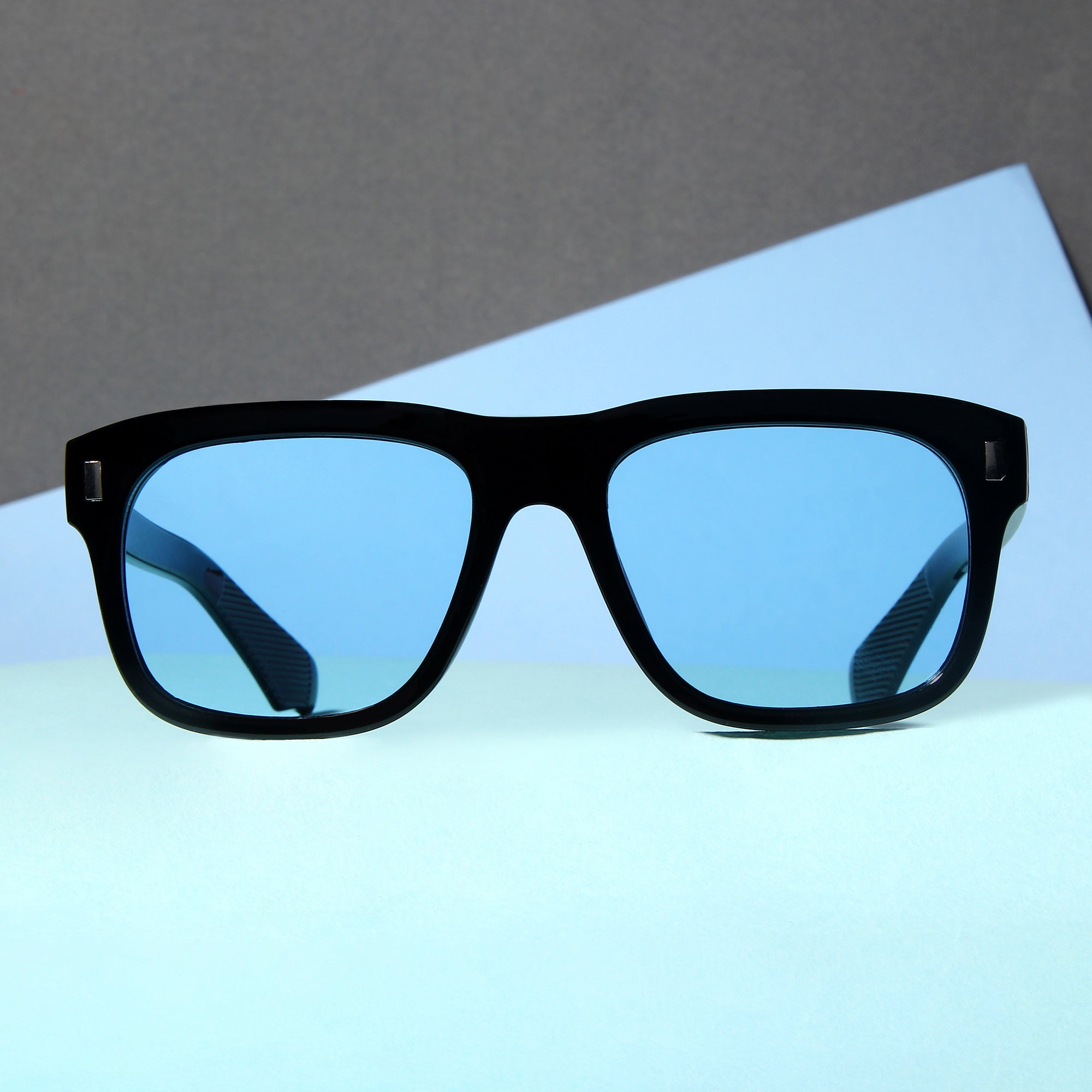 Spider Black Blue Rectangle Sunglasses