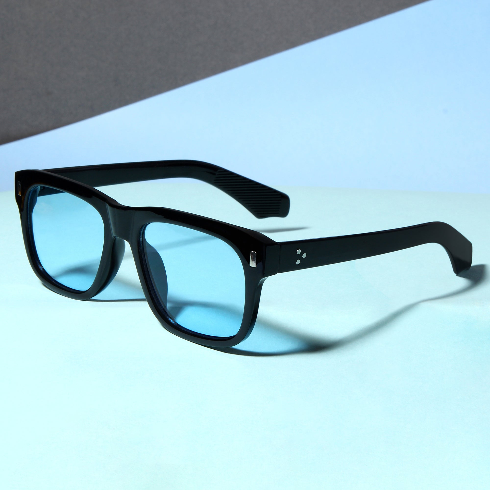 Spider Black Blue Rectangle Sunglasses