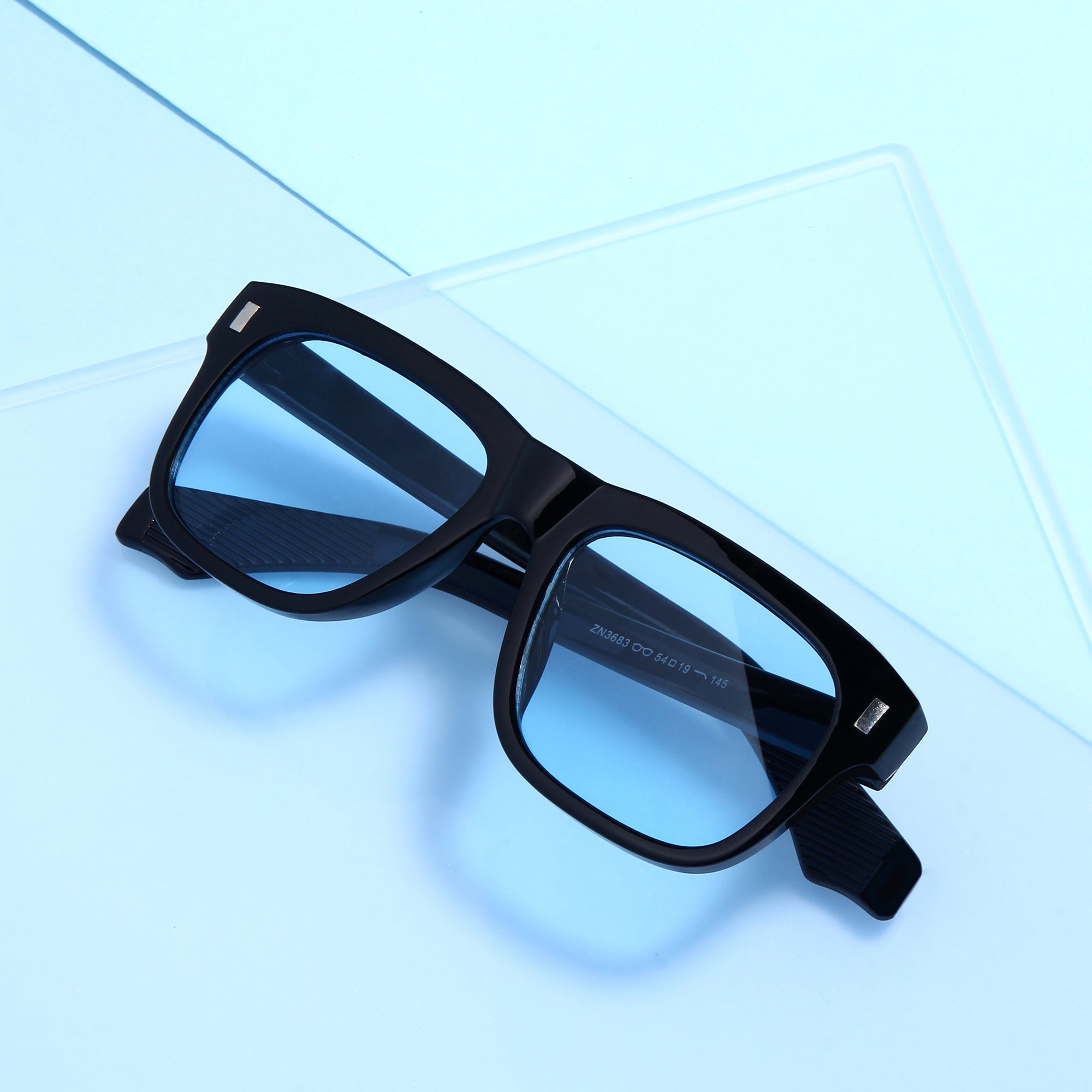 Spider Black Blue Rectangle Sunglasses